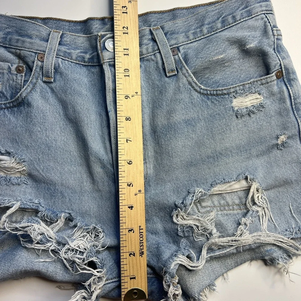 Levi's 501 Cut Off Blue Jean Shorts Women 28 High Rise Button Fly Hipster Summer